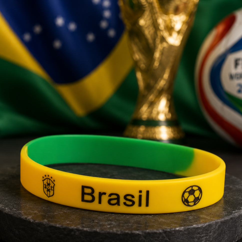 Like the spirit of Brazil wrapped into an everyday essential, this sporty wristband captures a vibrant blend of football passion, national pride, and youthful energy. Featuring Brazil’s iconic yellow and green colour combination with bold team-inspired details, it creates a confident statement that feels lively, meaningful, and effortlessly stylish.