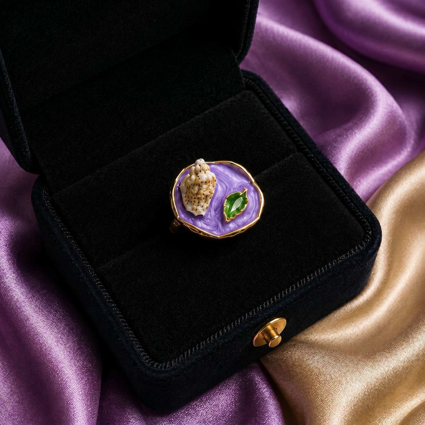 A collection of miniature artworks wrapped into wearable elegance, these rings blend flowing enamel textures, soft pastel tones, pearls, and shell-inspired details into a dreamy statement design. Each variant carries its own oceanic and artistic charm while staying beautifully cohesive as one collection.