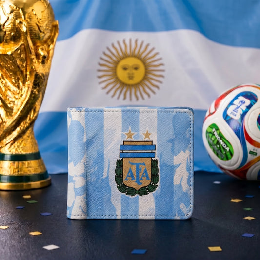 Like a tribute to Argentina’s unforgettable football heritage, this stylish wallet captures a proud blend of championship spirit, national identity, and timeless sporting passion. Featuring Argentina’s iconic sky blue and white striped design with the classic AFA crest and legacy-inspired detailing, it creates a bold statement that feels iconic, confident, and effortlessly stylish.