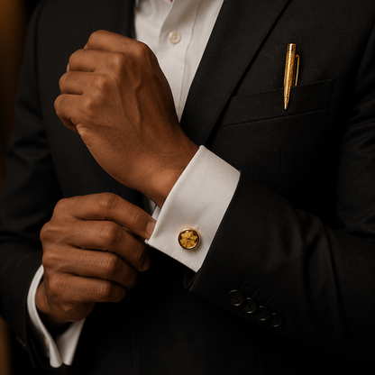 A refined touch of confidence, this set brings executive style and premium detailing together in one polished gift. With its sleek pen and matching cufflinks, it adds a bold, sophisticated feel to everyday work, meetings, and special achievements.