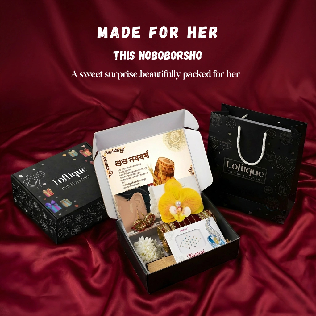 Loftique’s Nobo Borsho Special Gift Box for Her is here, a beautifully curated festive box designed to feel thoughtful, elegant, and truly special. 💝

Inside, she’ll receive a handpicked collection of festive favorites: kangan, gazra, tip, hair clip, jhumka, and hair stick, all packed to create a memorable unboxing experience. ✨

Make it even more personal: she can choose her preferred color, and you can make the gift feel extra special with Loftique’s signature presentation. 🎀

🎉 Special Offer