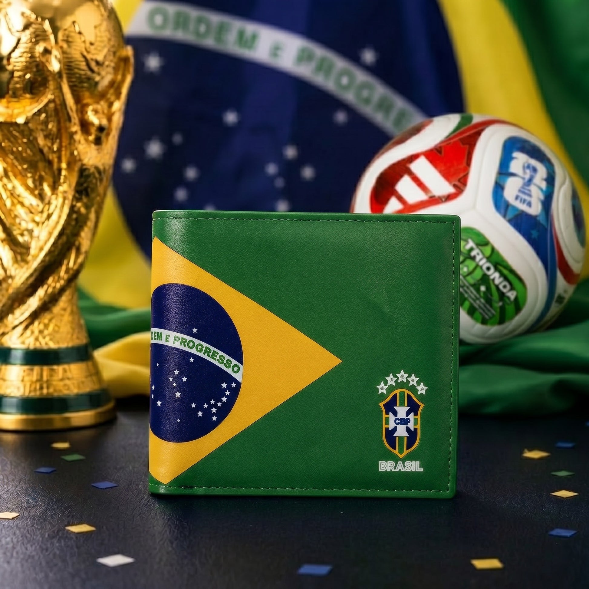 Like the vibrant spirit of Brazil carried beyond the stadium, this stylish wallet captures a bold blend of football passion, national pride, and legendary sporting glory. Featuring Brazil’s iconic green, yellow, and blue colours with flag-inspired artwork and football crest details, it creates a confident statement that feels energetic, distinctive, and effortlessly stylish.