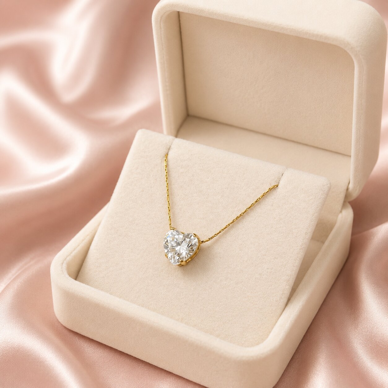Like a promise held close to the heart, this elegant necklace captures a timeless blend of love, brilliance, and graceful simplicity. Featuring a radiant heart-cut solitaire crystal suspended from a delicate golden chain, it creates a refined statement that feels romantic, meaningful, and effortlessly luxurious.