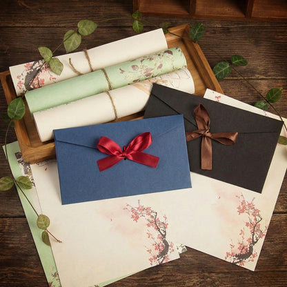 A refined set of ribbon-tied envelopes designed to turn simple messages into heartfelt moments. With rich matte tones and soft satin bows, Vintage Letter Envelope add warmth, elegance, and intention to every gift—because sometimes, the note matters just as much as what’s inside.

Soft vintage-style letter papers with delicate floral and vintage artwork.
Perfect for handwritten notes, journaling, or heartfelt messages.

We'll send you the letter and the envelope randomly with a timeless touch for every meani