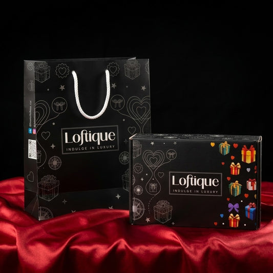 Loftique Signature Box — a premium, ready-to-gift packaging that elevates every present.
Sturdy, elegant hard box to keep your item safe and beautifully presented.
Comes with a Loftique Premium Gift Bag—no extra wrapping hassle.
Minimal black design with charming gifting details for a luxe unboxing moment.
Perfect for birthdays, anniversaries, and surprises—gift it with confidence.