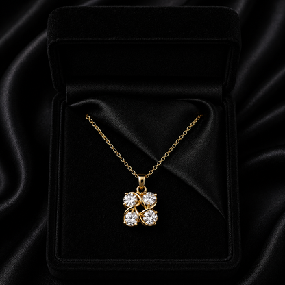 A delicate clover-inspired pendant adorned with soft lavender-toned crystals, this necklace carries a subtle sparkle that feels elegant, dreamy, and effortlessly charming. Its minimal silhouette and graceful shine make it a timeless everyday piece with a gentle romantic touch.