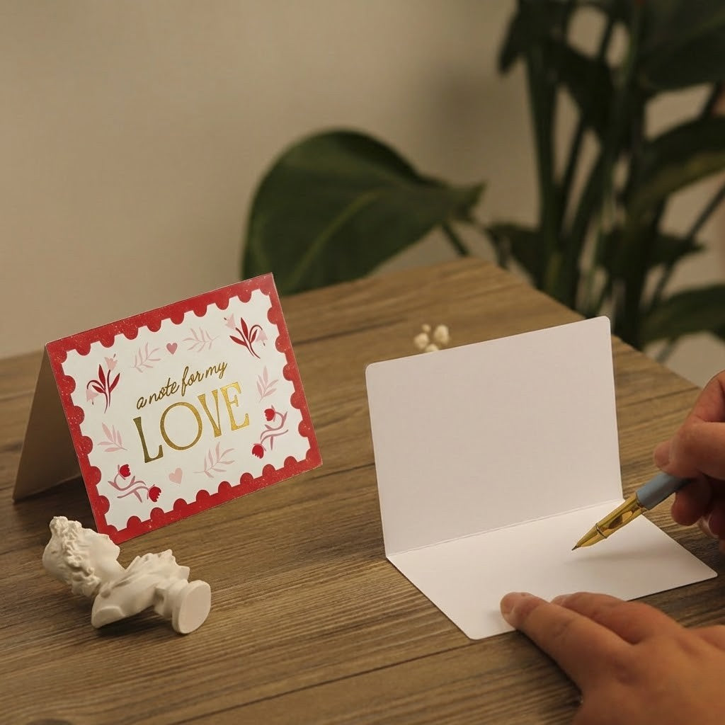 A small envelope carrying big emotions — this heartfelt card transforms simple words into meaningful moments. Whether it’s a warm Eid Mubarak, and Love Note for someone special, or a thoughtful message tucked inside a gift box, this elegant envelope and card set turns every message into a keepsake worth remembering.