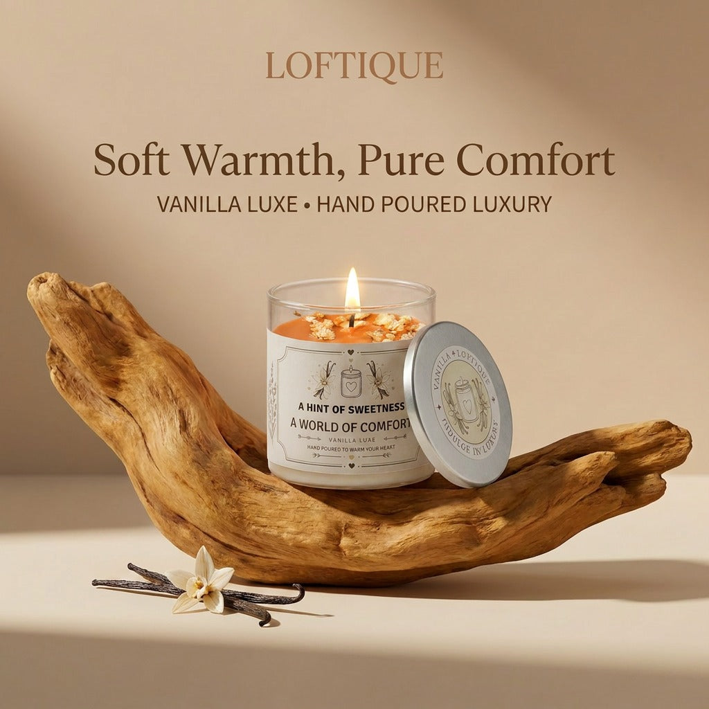 A gentle glow paired with nature’s warmth, crafted to bring comfort into your everyday moments. From the creamy sweetness of vanilla to the calming touch of lavender, each variant creates a soothing atmosphere that feels soft, cozy, and beautifully relaxing.