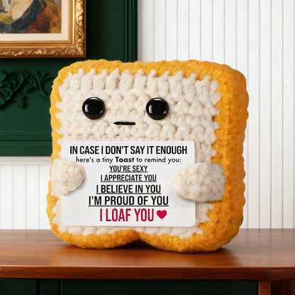 A tiny Plushie that feels cozy at the center, with a heartwarming message as its frame made to sit in a pocket, on a desk, or inside a gift box like a little daily reminder.