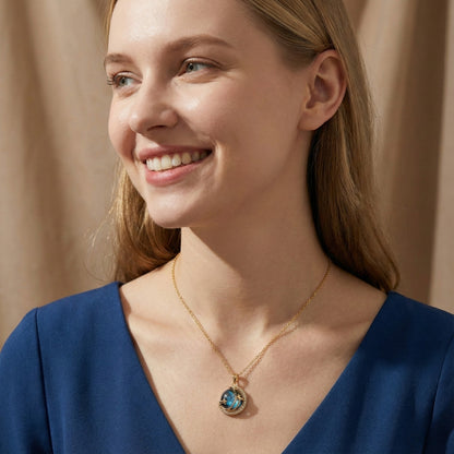 Unveil the elegance of the cosmos with the Stardust Whisper Necklace, a breathtaking creation crafted from premium titanium steel and plated with a durable titanium finish. This necklace features a mesmerizing cosmic-inspired pendant, adorned with glimmering zircon stones that catch the light from every angle.