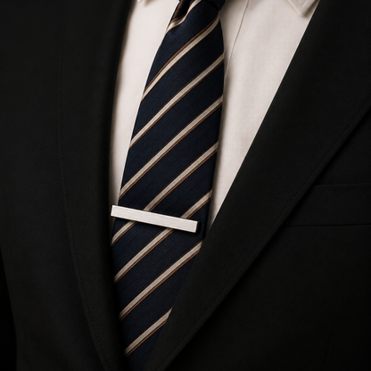 A sleek combination of modern sophistication and timeless formal styling, this matching tie clip and cufflink set is designed to bring a polished finishing touch to every outfit. With its clean metallic structure and minimal industrial detailing, the set delivers a sharp, confident look that feels effortlessly refined.