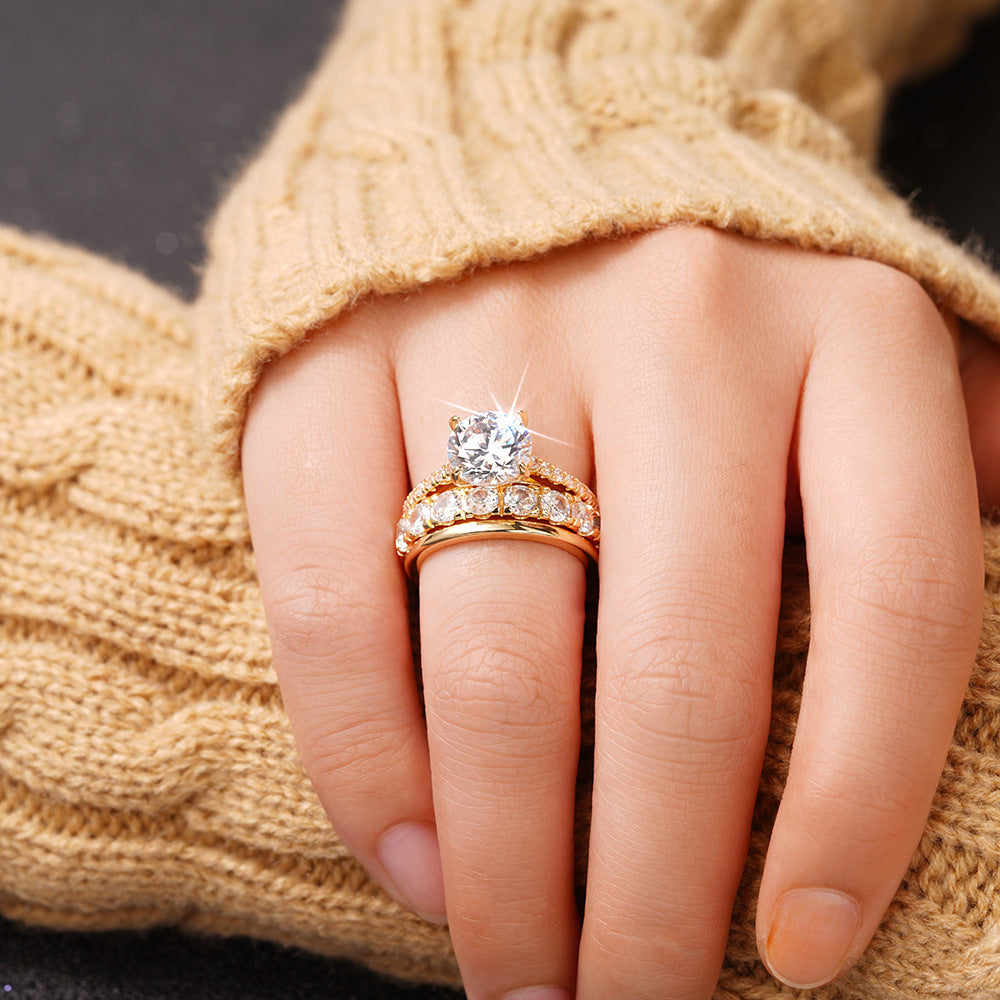 A triple-band sparkle story with a center spotlight that steals the room—this set looks like three promises stacked into one stunning moment. Trinity of Love Ring Set is made for the girl who wants more shine, more meaning, more “wow” in every hand move.