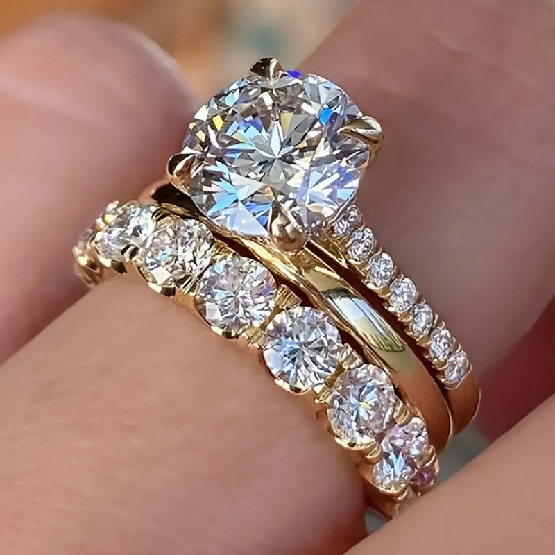 A triple-band sparkle story with a center spotlight that steals the room—this set looks like three promises stacked into one stunning moment. Trinity of Love Ring Set is made for the girl who wants more shine, more meaning, more “wow” in every hand move.