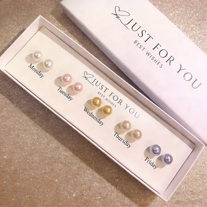 The Weeklume Pearl Set brings a charming twist to everyday elegance with a beautifully curated collection of pearl studs designed for each day of the week. Each pair features a soft, radiant pearl tone that reflects subtle sophistication and effortless style. Minimal yet versatile, this set allows you to match your mood, outfit, or occasion — adding a delicate glow to every day.